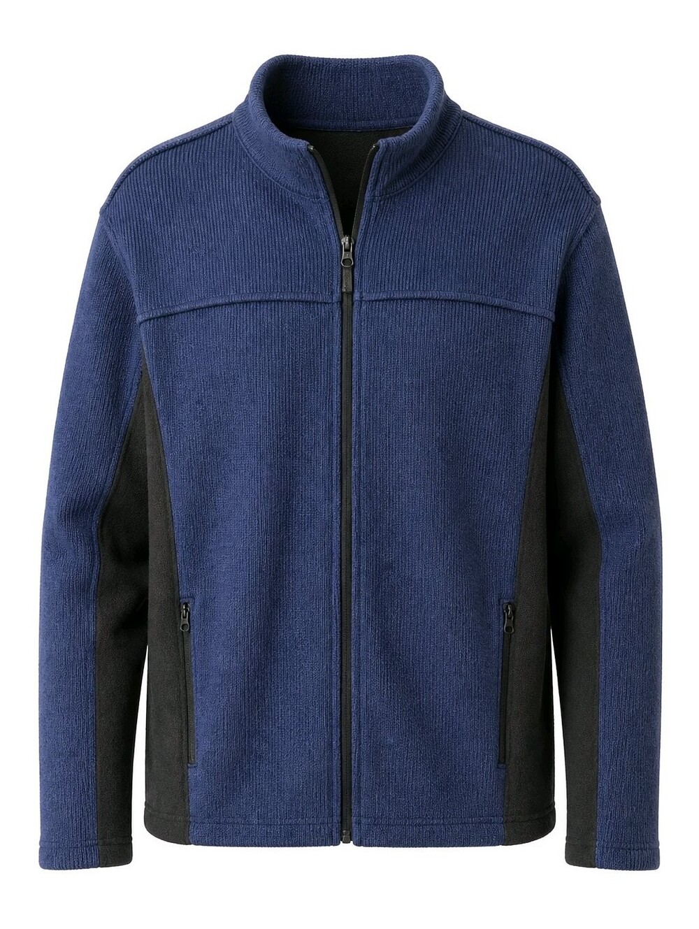 IZOD Men's Textured Full-Zip Knit Jacket in Navy and Black